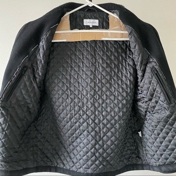 Calvin Klein Mens Large Wool Cashmere Blend Insulated Jacket Black Full Zip - Picture 4 of 6